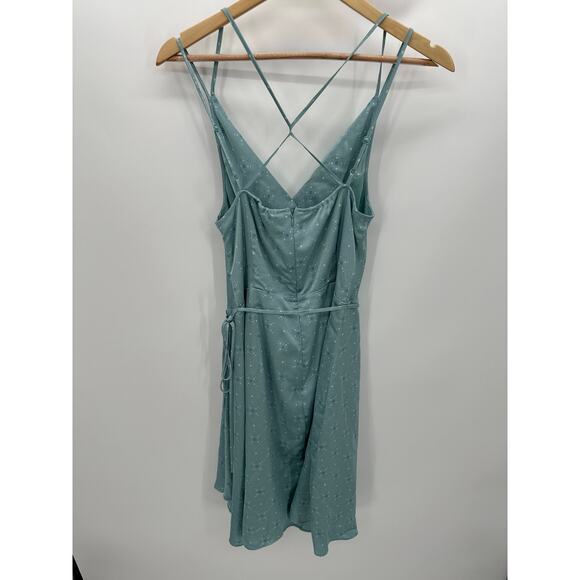 August 1 Eight Womens Faux Wrap Midi Dress Size M Blue Wedding Event Party - Picture 2 of 10